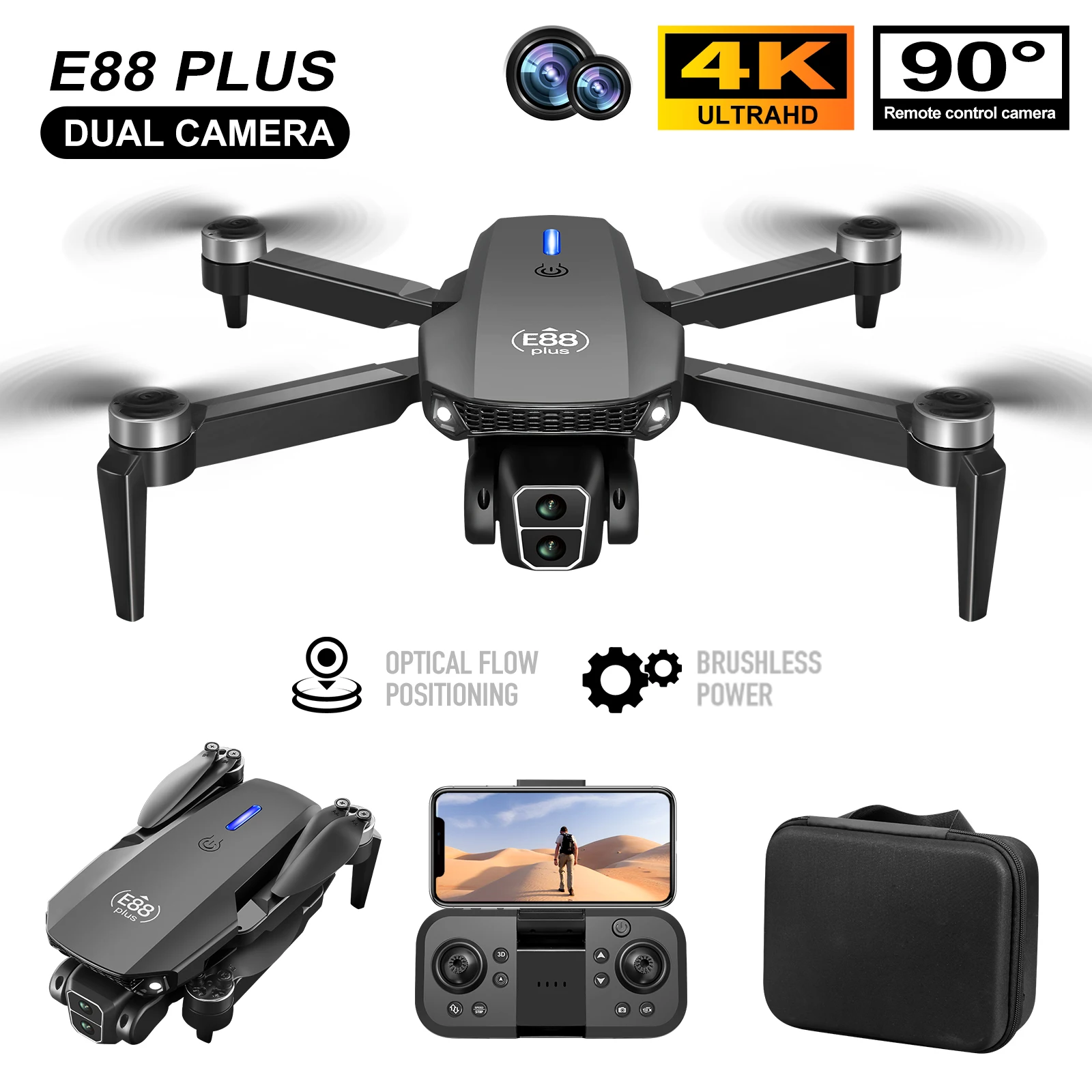 New E88 Plus Quadcopter Drone: - Drone Battery Case incelemesi ve fiyatı