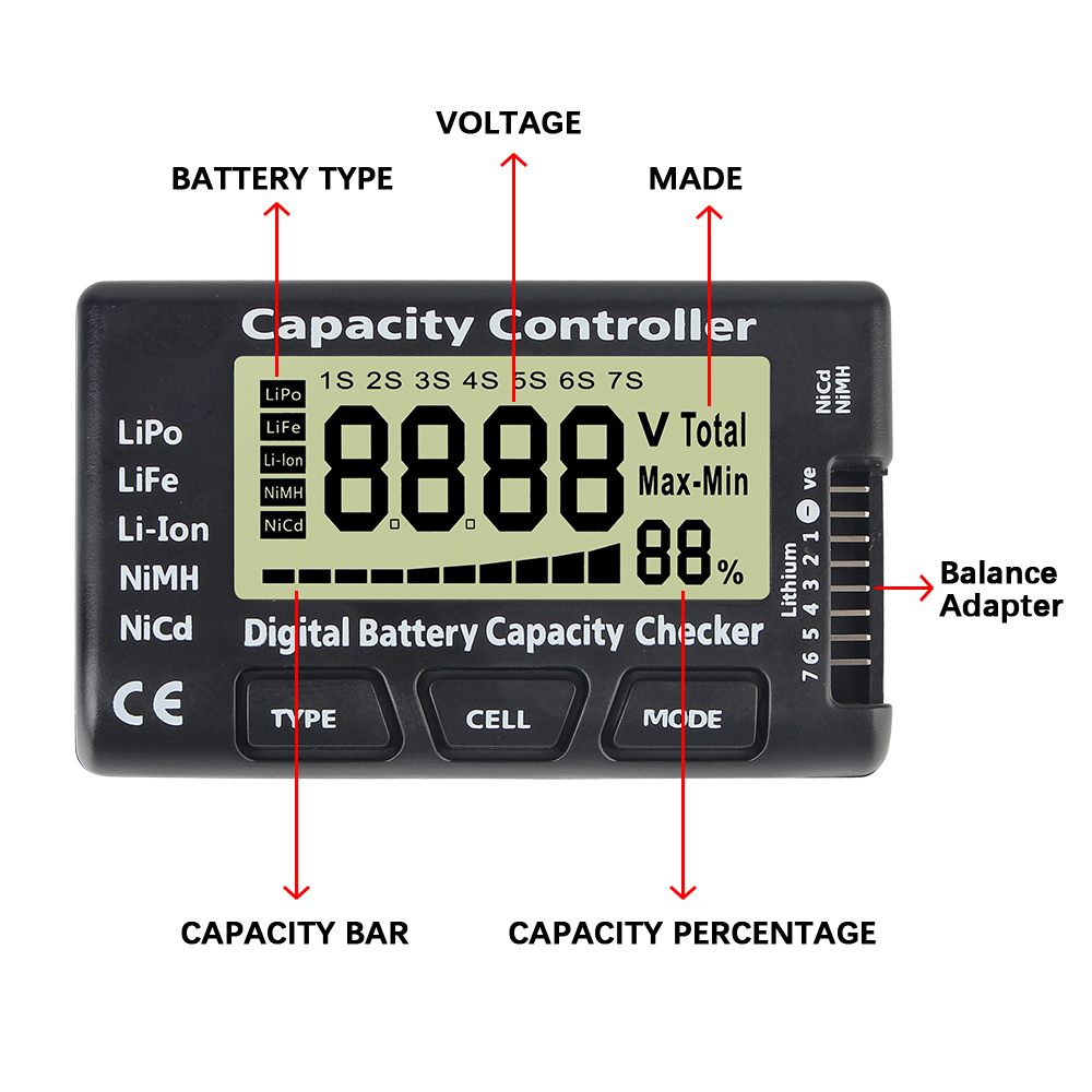 For Li-ion LiFe Nimh Nicd Lipo - Drone Battery Voltage Checker incelemesi ve fiyatı