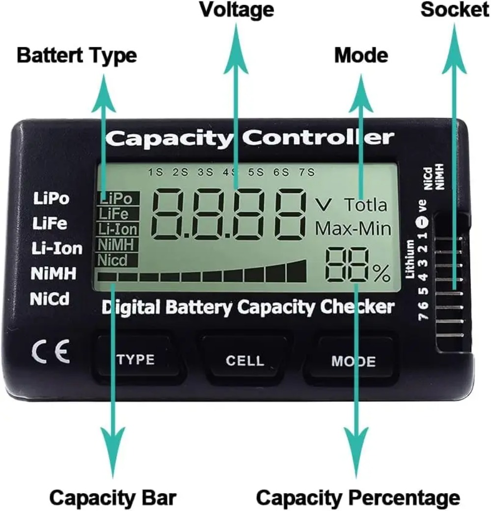 Battery Capacity Checker Digit - Drone Battery Voltage Checker incelemesi ve fiyatı