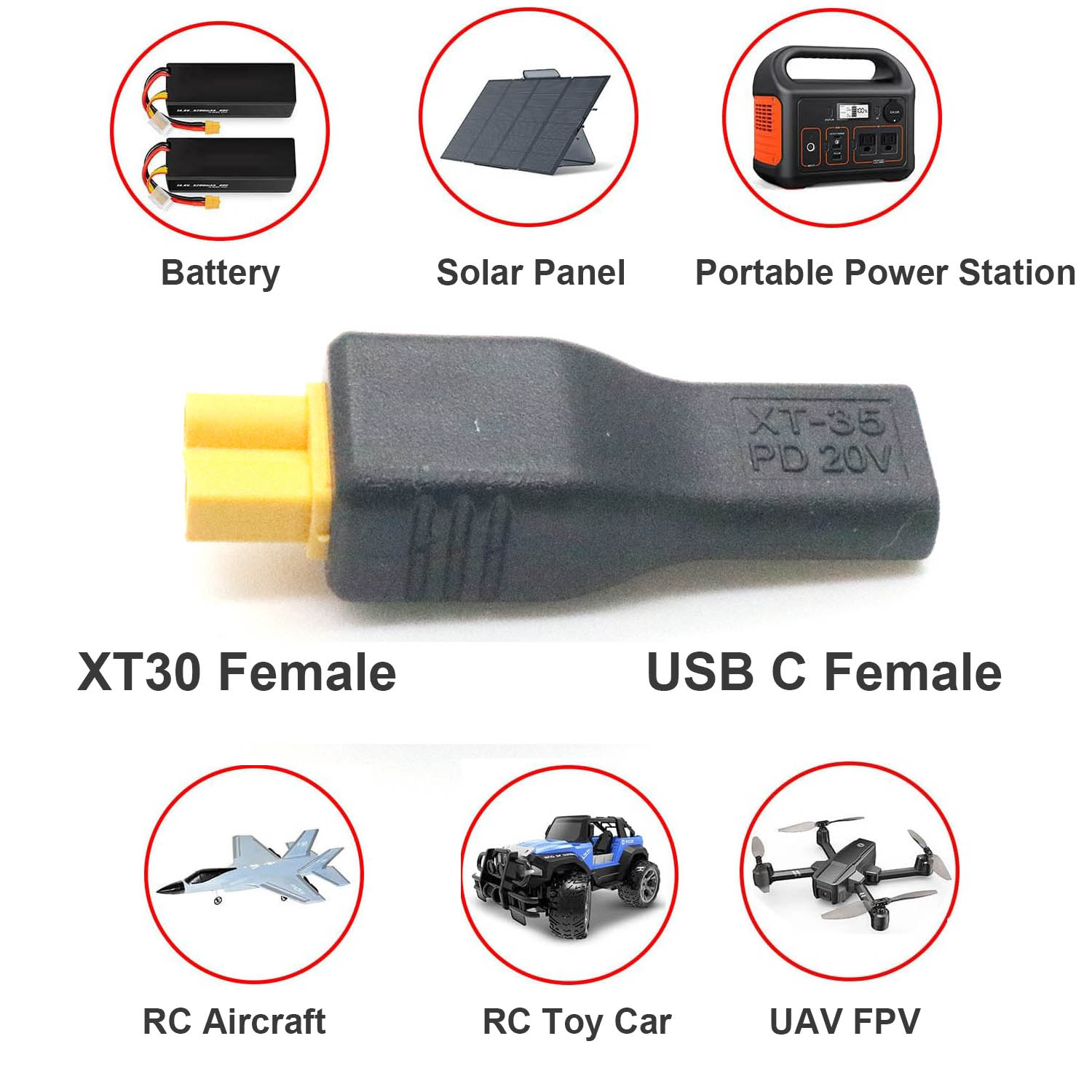1pc USB Type C Female Input to - Drone Battery Connector incelemesi ve fiyatı