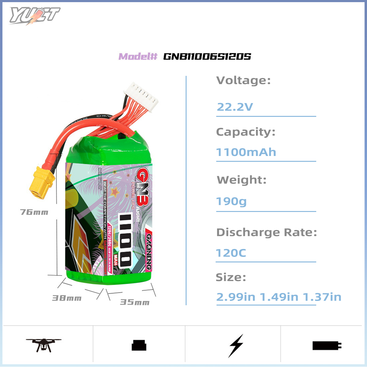 YUCT GNB 6S LiPo Battery 22.2V - Drone Battery 6S incelemesi ve fiyatı