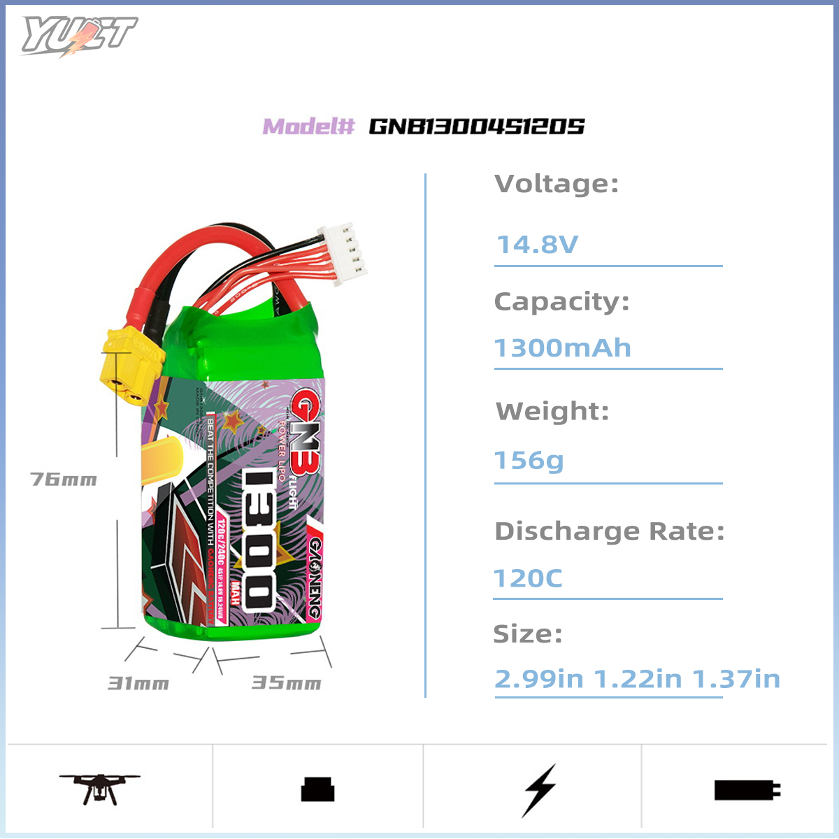 YUCT GNB 6S LiPo Battery 22.2V - Drone Battery 6S incelemesi ve fiyatı